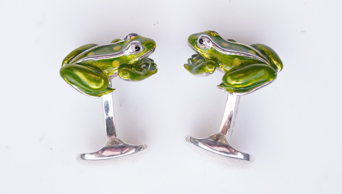 Deakin and Francis, a pair of silver and enamel cufflinks